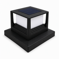 Lampe solaire pour poteau, double couleur 3000K 6500K, grille escalonnée, étanche IP44, 4 LED, pour mur extérieur