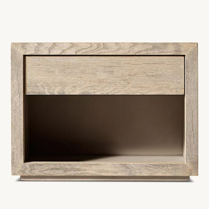 Modern Reclaimed Oak Nightstand with Storage <strong>Thin</strong> Frame Closed <strong>Bedside</strong> <strong>Table</strong> Solid Wood Bedroom Furniture - Product Image 3