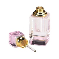 Flacon d'huile de parfum Antique en cristal rose, pierres rectangulaires vides pour huile de parfum, 3ml, 10 ml