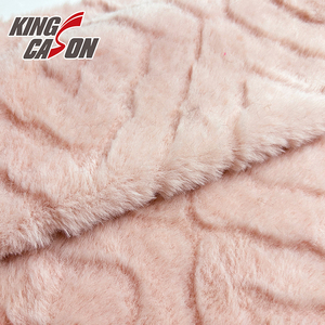 KINGCASON fabricant 100% polyester 280gsm motif Jacquard <span class=keywords><strong>lapin</strong></span> fausse fourrure <span class=keywords><strong>tissu</strong></span> pour vêtement manteau maison textile couverture couverture - Product Image 1