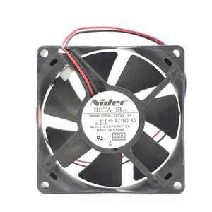 Nidec D08A-24TS2 8025 80x80x25mm 8cm 24V DC 0.23A 2-Lines 5.52W 57CFM 4250RPM Square Server Inverter Axial Cooling Fan