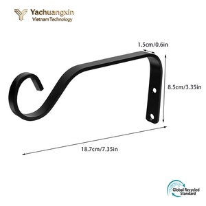 Black Carbon Steel Wall Mount Slip <b>Hook</b> 18.7cm Industrial Design Storage Hanger - Product Image 3