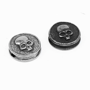 Perles entretoises en acier titane style rétro punk tête de mort pour la fabrication de bracelets, perles rondes en métal, accessoires de bijoux en acier inoxydable - Product Image 1