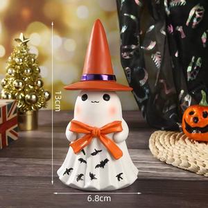 Lampada Notturna LED di Lusso a Forma di Fantasma di Halloween, Adorabile Lampada Fantasma con Cappello da Strega e Calderone, Decorazione da Tavolo per Casa e Feste - Product Image 4
