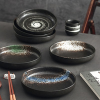 Assiette ronde en céramique japonaise de 8 pouces, assiette créative pour la nourriture occidentale, assiette à pizza, assiette plate pour pâtes, vaisselle nordique pour la table à manger