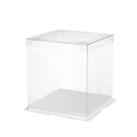 Boîte à gâteau 12 pouces personnalisée, boîtes à gâteau écologiques en PET carrées, transparentes, ondulées