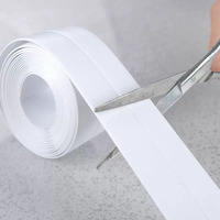 Bande d'étanchéité autocollante en PVC découpée, imperméable, simple face, pour salles de bain et toilettes