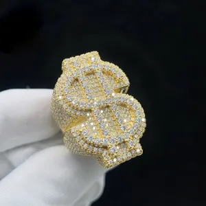 Sparkle Custom made bling Sterling silver D vvs moissanite diamonds iced out initial letter hip hop finger champion stamp ring