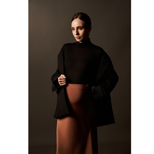 Blazer pour femme en laine tissée à col en V, à bouton unique, uni, respirant, coupe classique, Vietnam, 78% polyester, 18% rayonne, 4% élasthanne - Product Image 5