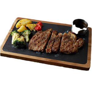 Modern Eco-Friendly Steak <b>Plate</b> Slate Acacia Wood Cutting Board Multifunctional Bread Serving Tray Charcuterie Board for - Product Image 1