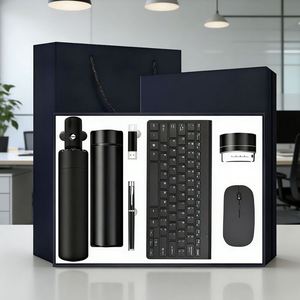 Wholesale Customized Promotional Gifts Modern Luxury Leather UV Printed <b>Notebook</b> Pen Vacuum Cup Keyboard Business Gift Set - Product Image 1