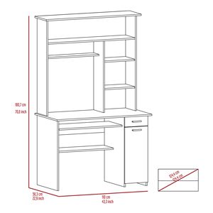 Black Wengue 2-Drawer 7-Shelf <b>Computer</b> <b>Desk</b> With Hutch Home Office Furniture - Product Image 6