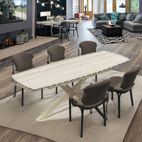 Table à manger pliable 4 places en verre trempé avec pieds en métal extensibles, style moderne et luxueux, pour hôtel, appartement, salle à manger