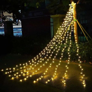 Guirlandes lumineuses de Noël en forme de cascade, 3,5 m, étoile à cinq branches, IP65, étanches, décoration extérieure avec couleurs RVB et télécommande - Product Image 6