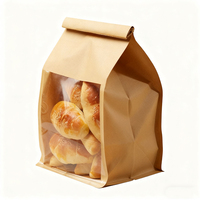 Sacs en papier d'emballage de pain kraft brun de nourriture de boulangerie de logo personnalisé bon marché conception avec la fenêtre en plastique pour le lait