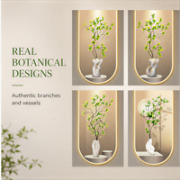 Vase en bambou vert, art mural en cristal LED, panneau botanique éclairé pour hall d'entrée, hôtel, intérieurs modernes de luxe
