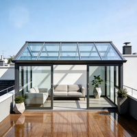 Moderna Invernadero de Jardín de Aluminio 6063-T6 con Doble Vidrio Templado de Baja Emisividad, Ecológico y con Reducción de Ruido