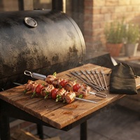 Brochettes de barbecue professionnelles en acier inoxydable robuste, lot de 6, antiadhésives, résistantes à la chaleur, faciles à nettoyer pour griller légumes et viandes