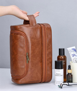 Men's Fashionable PU Leather Travel <strong>Toiletry</strong> Bag Waterproof Cosmetic <strong>Storage</strong> Hanging Portable Makeup Bag - Product Image 5