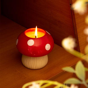 Porte-bougie en céramique rond vide pour bougie en forme de champignon, décoration d'intérieur, cadeau DF2652 - Product Image 1