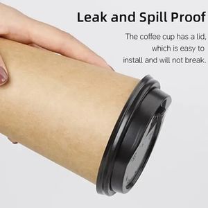 コーヒーカップ8oz/10oz/12oz/16oz水ベースコーティング使い捨て二重壁紙コーヒーカップ蓋付き - Product Image 5