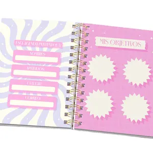 Custom Planner Suppliers Personalized Hardcover Spiral Pink Journal Planner Notebook With Pages Printing Service