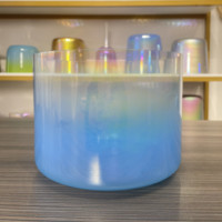 Bol chantant en cristal de quartz translucide bleu dégradé HF Cosmic Light pour la méditation et la guérison sonore