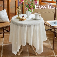 Nappe ronde brodée 100% coton, style français, couverture de table décorative pour la table à manger, la table de dessert, les fêtes de mariage