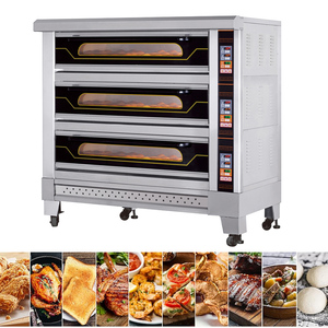 Euro Electric Deck Oven 3 Decks 9 Trays Commercial Bakery Oven with Steam Stone <strong>Plate</strong> for Bread Baguette Mooncake Pizza - Product Image 5