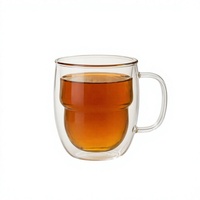 Mug à café en verre borosilicate à double paroi de 270 ml, tasse à thé isolée, sans plomb, pour latte, en gros