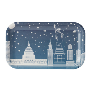 2022 Hot Selling Wholesale Custom Printed Rectangle Plastic Melamine Rolling Serving Tray