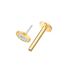 Labret-Anillo de labio sin rosca, joyería para el cuerpo, top de ojo, Pin de empuje, Piercing de tubo