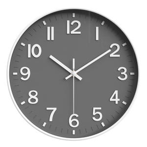 Horloge murale ronde simple et moderne, analogique, silencieuse, à quartz, alimentée par batterie, pour salon, décoration de la maison, design muet, gris 2015P - Product Image 2
