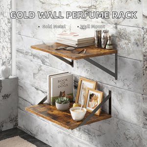 <b>Wall</b> Mounted Rustic Double Tier Aluminium Gold 500ml Perfume Bar Dispenser Rack Glass Bottle Fragrance Oil <b>Display</b> - Product Image 2