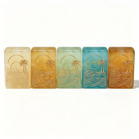 Tuiles de Mahjong personnalisées à impression recto simple, aspect pierre marbrée et motif gravé plage estivale