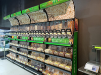 Einzelhandels-Gondel Supermarkt Selbstbedienungs-Bulk-Lebensmittel Gewürze Süßigkeiten Getreide Display Wandregal mit Schüttgutbehälter und Schaufelbehälter