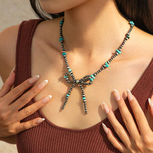 סגנון בוהמי בוהמיאן המערבי שרשרת קשת קשת קשת שרשרת כדור טורקיז y2k מתוק גראנג הצהרה אופנה צוקר - Product Image 3