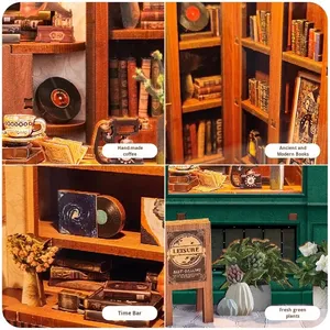 Fermalibri in Legno Fai-da-Te, Modello in Miniatura di Casa di Campagna, Puzzle 3D, Regalo Ecologico, Decorazione per Casa e Scrivania - Product Image 2