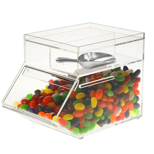 Distributeur de bonbons en acrylique transparent boîte de rangement de bonbons empilable acrylique en vrac bac alimentaire conteneur de bonbons en vrac avec porte-cuillère - Product Image 5