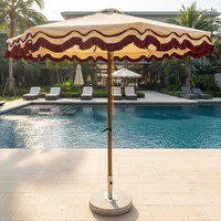 Sombrilla de Aluminio para Patio, Fabricada a Medida, Moderna, de Gran Tamaño, con Borlas Onduladas Colgantes, Impermeable, para Patio Central
