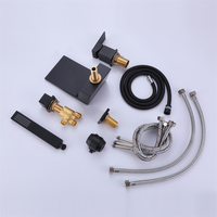 Ensemble de robinets de baignoire à 4 trous, alimentation en eau chaude et froide, finition noire mate, bec de cascade en laiton, robinet de baignoire