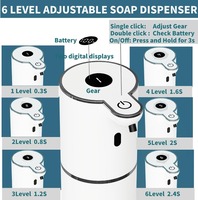 Distributeur de savon moussant automatique sans contact, écologique, 6 niveaux réglables, mains libres, rechargeable par USB, design moderne pour les toilettes