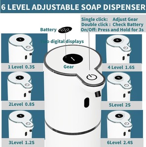Distributeur de savon moussant automatique sans contact, écologique, 6 niveaux réglables, mains libres, rechargeable par USB, design moderne pour les toilettes - Product Image 2