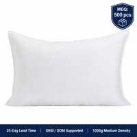 Oreiller de lit en mousse à mémoire de forme de densité moyenne, alternative au duvet, blanc, 1000g, personnalisé en gros, pour dormeurs sur le dos et sur le côté