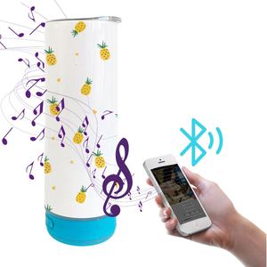 Gobelet musical intelligent à double paroi de 20 oz, blanc, vierge pour sublimation, avec haut-parleur intégré et chargement USB - Product Image 3