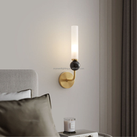 Lampe murale en laiton noir à prix d'usine, vente chaude, avec marbre naturel vert pour la maison, chambre à coucher, chevet, salon, luminaires muraux modernes
