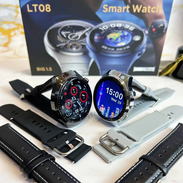 2024 Cheap Smart Watch LT08 Hiwatch Plus App 1.5 Inch Round Screen BT Call HR BP 3 Straps for Sport Men LT08 Reloj Smartwatch