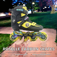 ROSELLE Patins à roulettes de vitesse en fibre de carbone personnalisables pour hommes et femmes, légers, respirants, ABEC-9, roues lumineuses