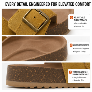 Sandalias de Plataforma con Cuña de Ante Vacuno para Mujer, Diseño Personalizado OEM, Tacón de 7 cm, Estilo Japonés, Punta Abierta, Suela de <span class=keywords><strong>EVA</strong></span>, para Playa, Verano, Fábrica China - Product Image 3