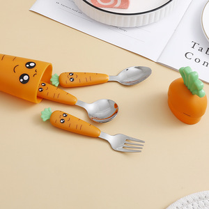 Juego de Cuchara y Tenedor de Acero Inoxidable para Niños, Ecológico, con Acabado Espejo, Apto para Lavavajillas, para Camping y Hoteles - Product Image 1